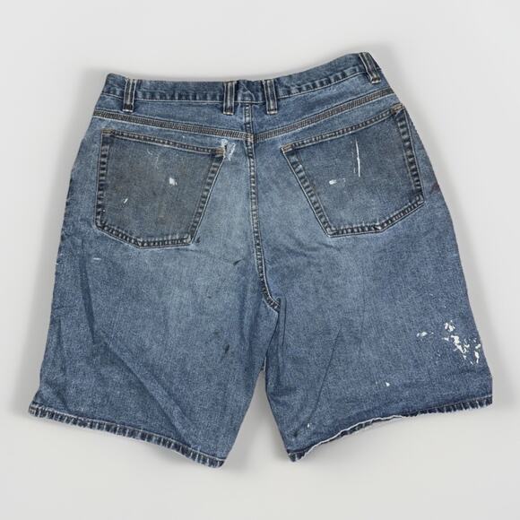 Vintage Big Mac Workwear Carpenter Shorts Blue Paint Distressed 32x12 USA Made - Picture 6 of 8